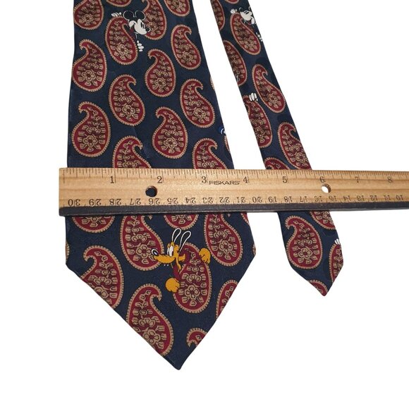 Disney Character Paisley Silk Tie Mickey Friends Goofy Donald Pluto Dad Gift - Picture 2 of 4